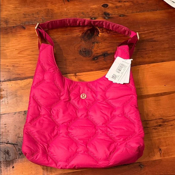 lululemon athletica Handbags - Lululemon Athletica Vibrant Pink Berry Quilted puffer Shoulder Bag NEW